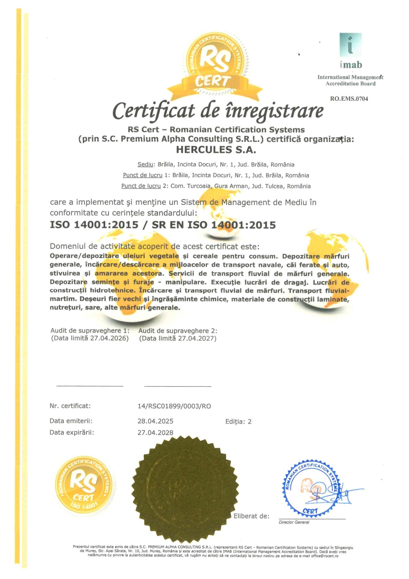 ISO 14001 – Port & Turcoaia