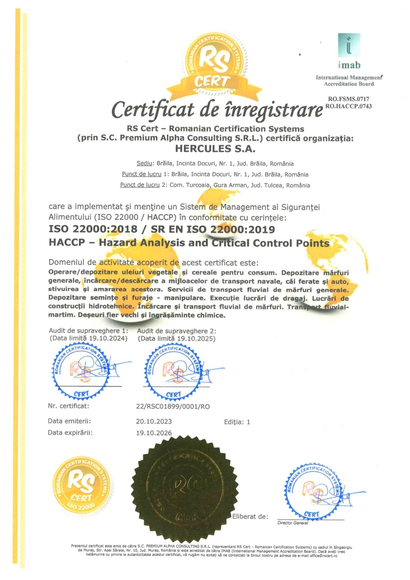 ISO 22000 – Port & Turcoaia